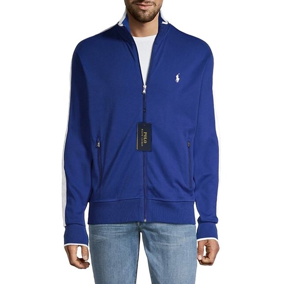 NEW Polo Ralph Lauren Performance Track Athletic Jacket!  Blue White Trim & Pony - Picture 1 of 3